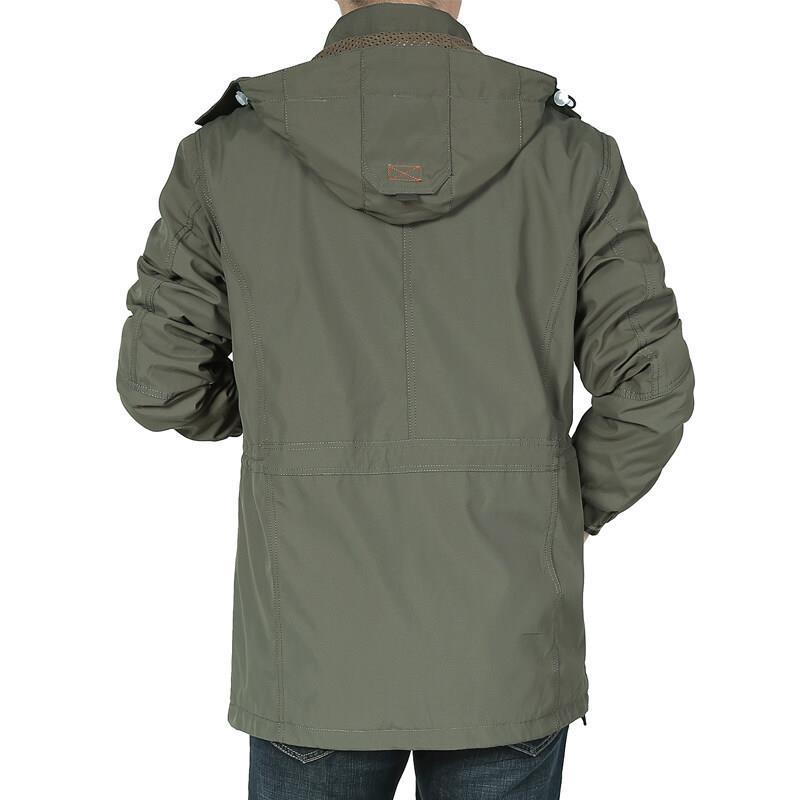 Men's windproof field parka with warming faux fur lining, hood and multifunctional pockets Chichicherry