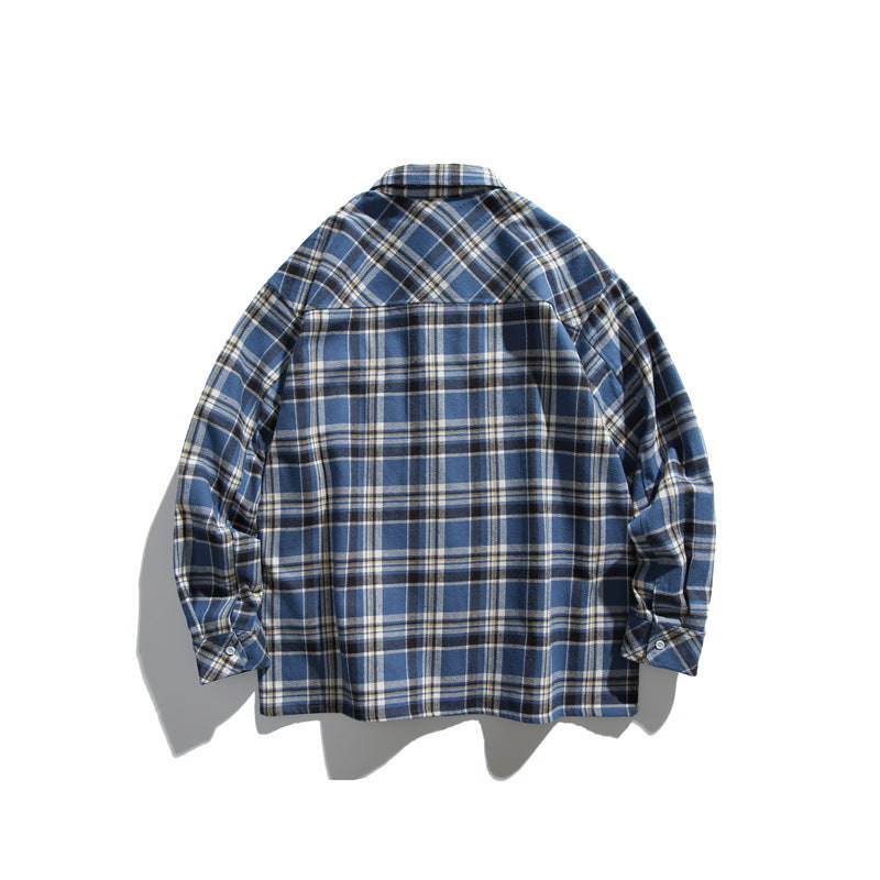 Men's Checkered Overshirt Jacket made of fluffy cotton blend with patch chest pockets Chichicherry