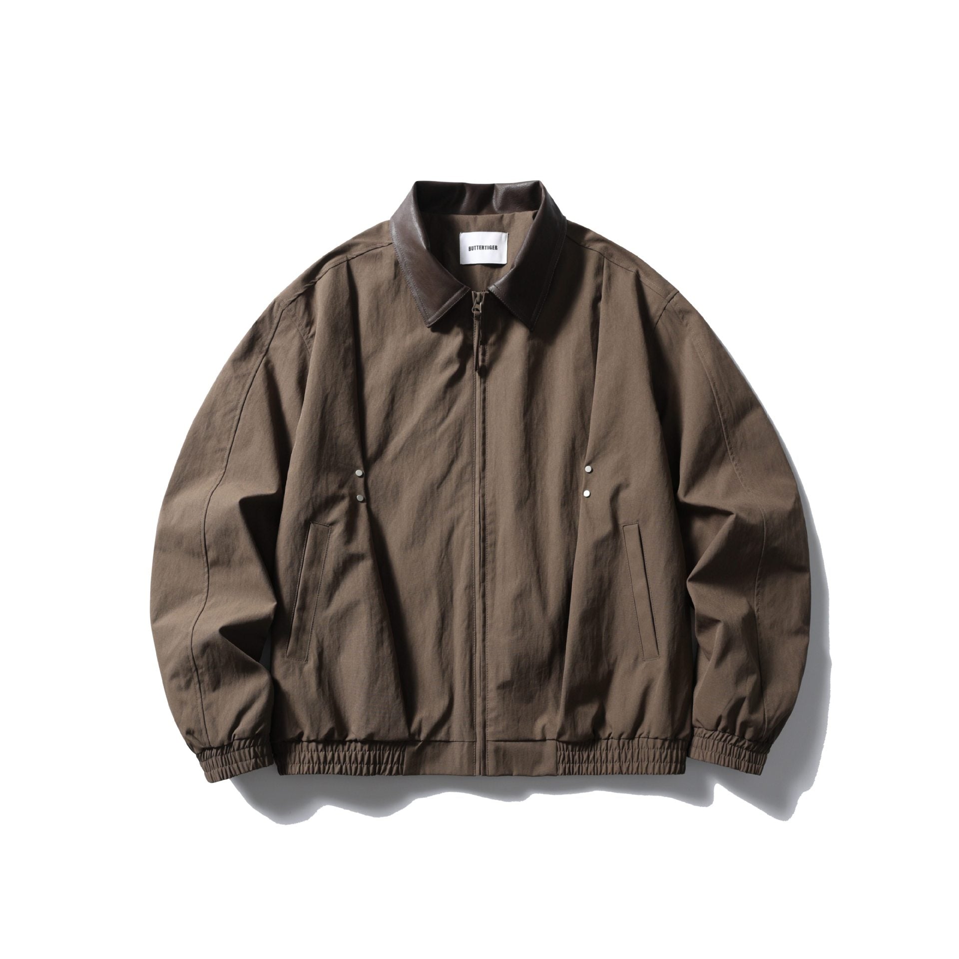 Men's transitional jacket with leather collar and elastic hem Chichicherry