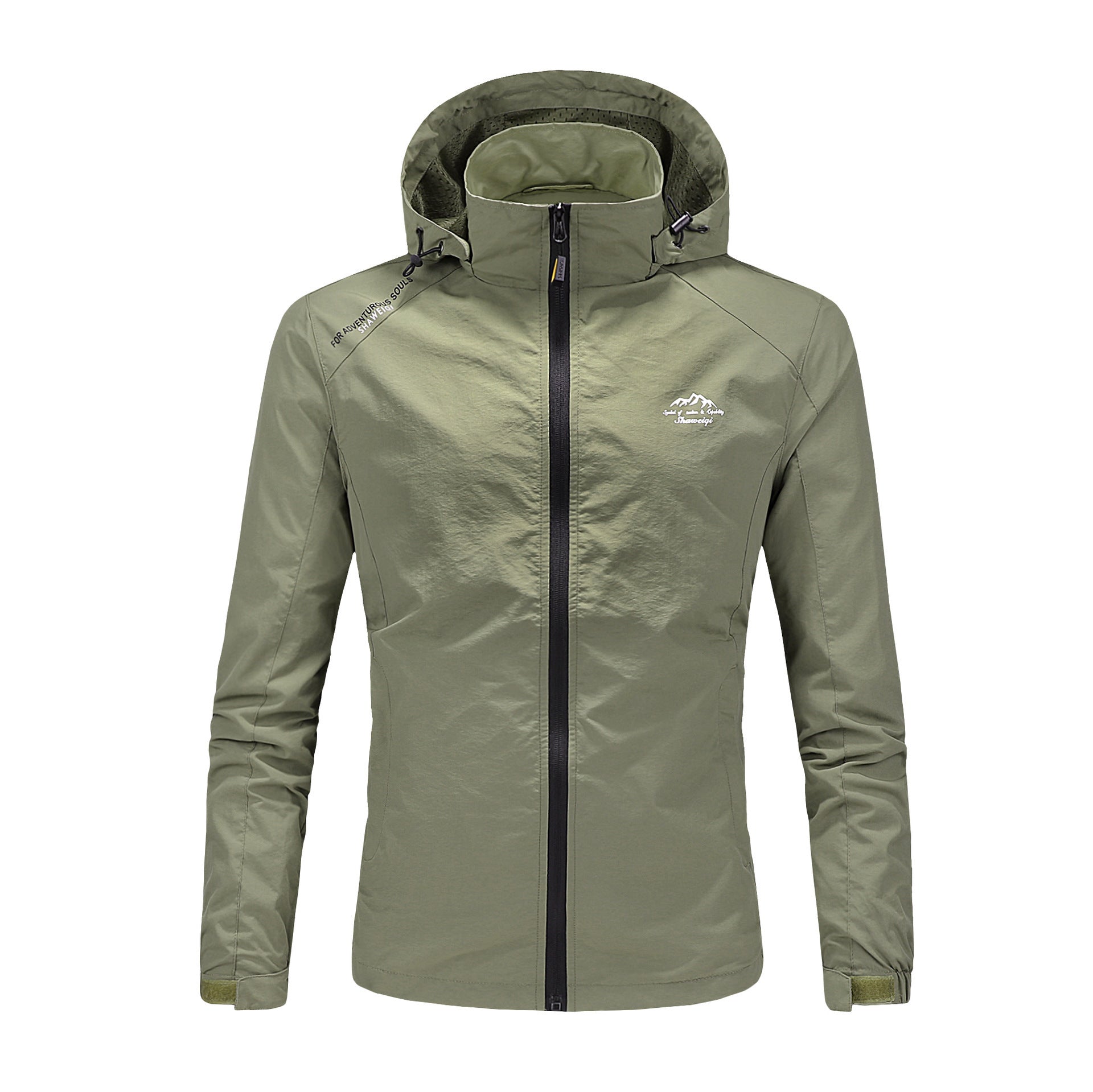 Men's ultralight packable outdoor jacket with high collar, hood, and breathable mesh lining Chichicherry