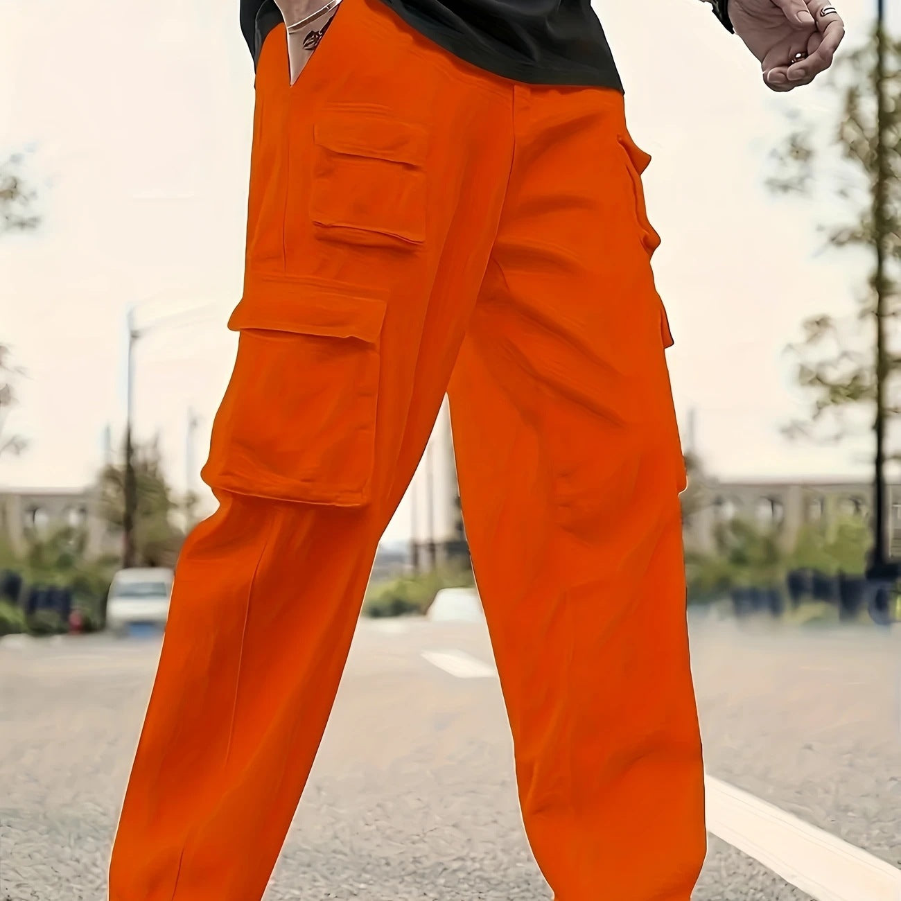 Men's Utility Cargo Pants with Multiple Flap and Zipper Pockets Chichicherry