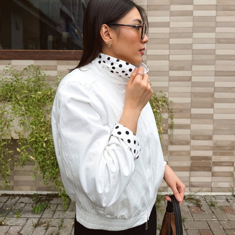 Women's lightweight bomber jacket with stand-up collar and dotted lining Chichicherry