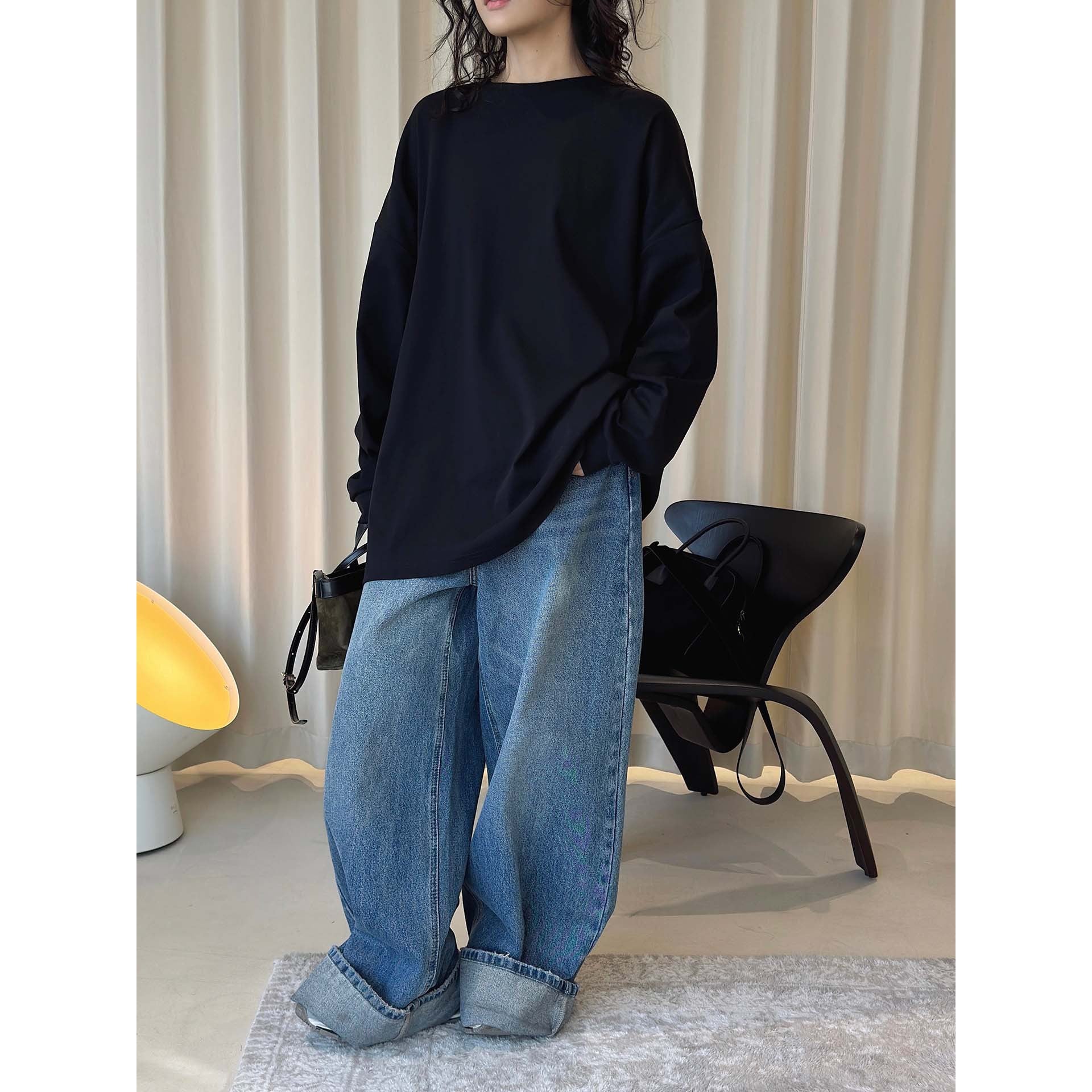 Ladies Relaxed-Longsleeve with dropped shoulder and fine round neckline Chichicherry