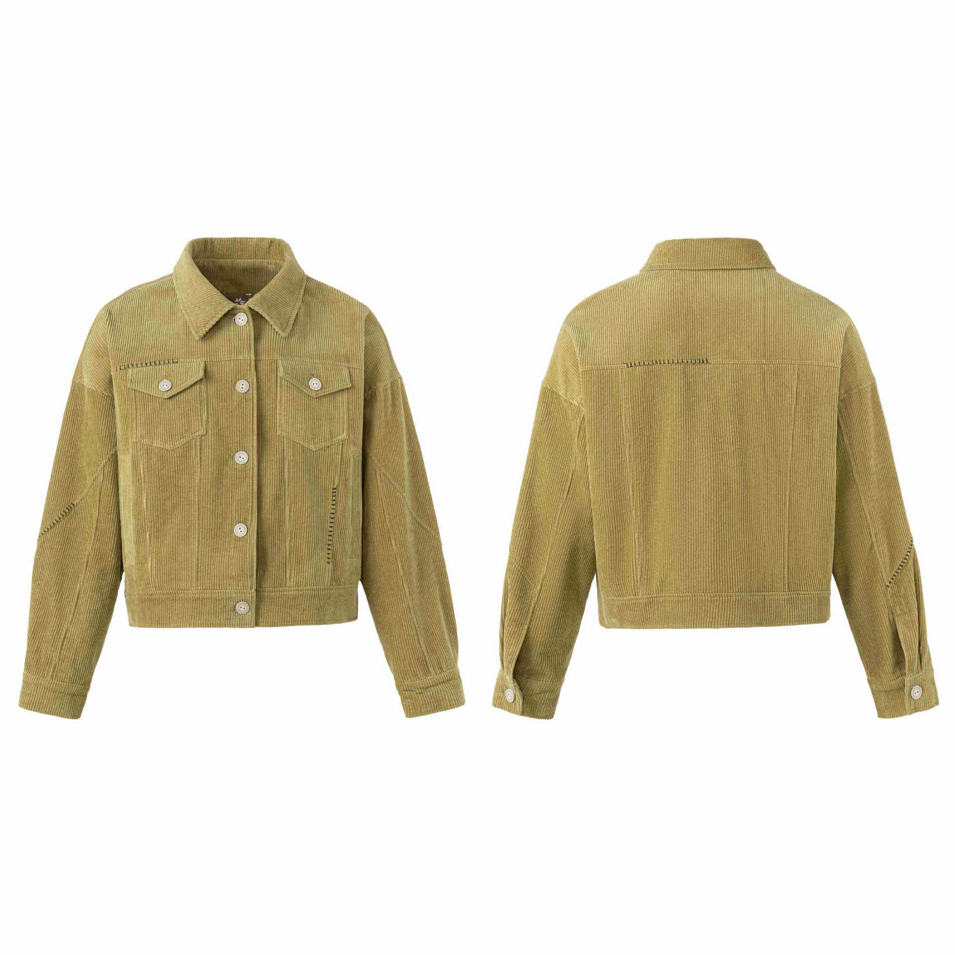 Women's short-cut cord trucker jacket in boxy cut with flap pockets Chichicherry