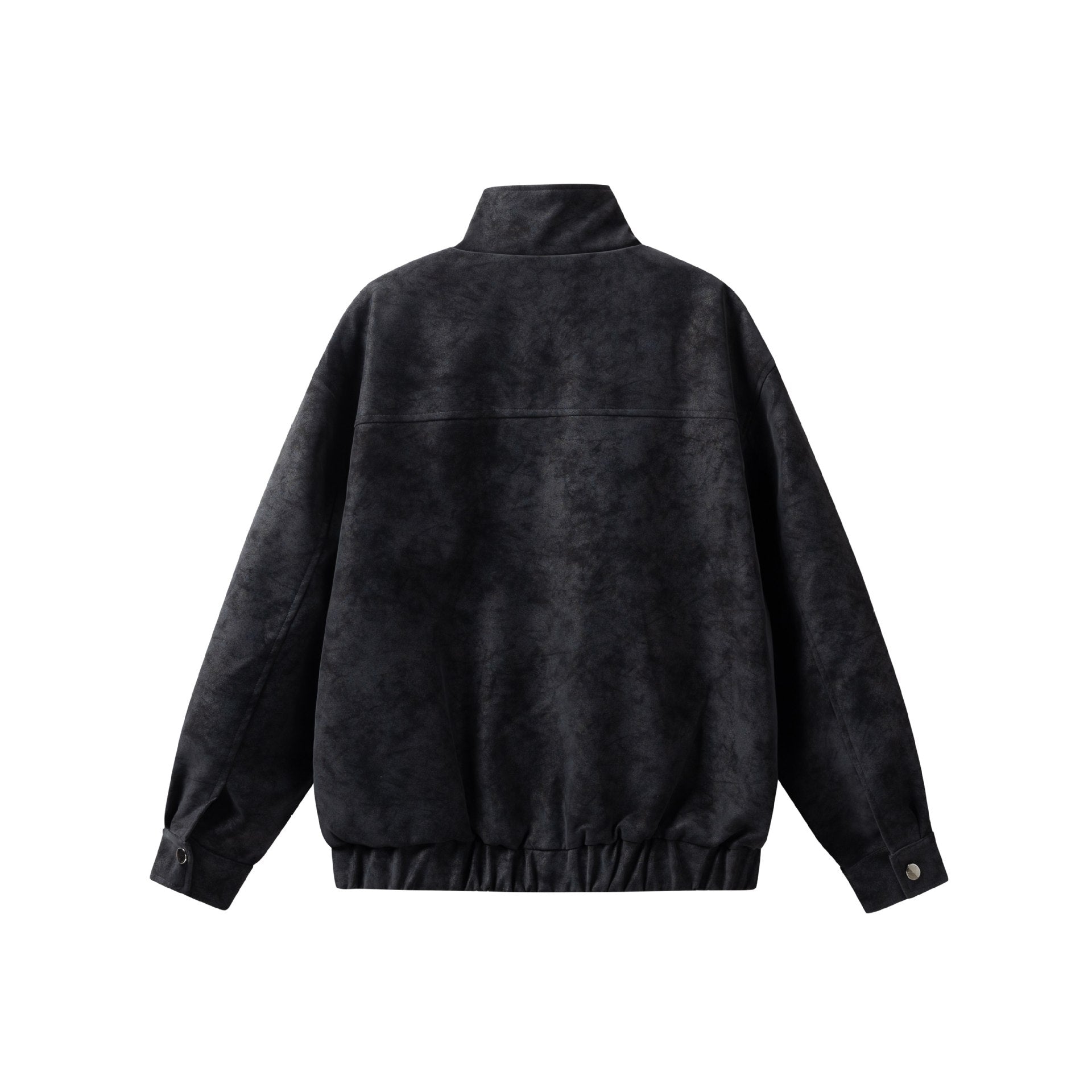 Women's short jacket in leather look with high stand-up collar, zip pockets and elastic hem Chichicherry