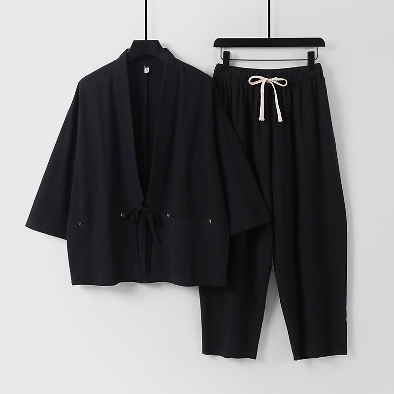 Unisex Kimono-Lounge-Set with short jacket and elastic cord pants Chichicherry