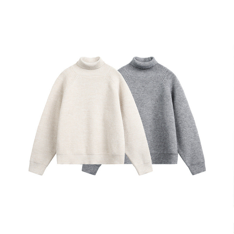 Unisex rollneck sweater made of coarse rib knit with raglan sleeves and straight hem Chichicherry