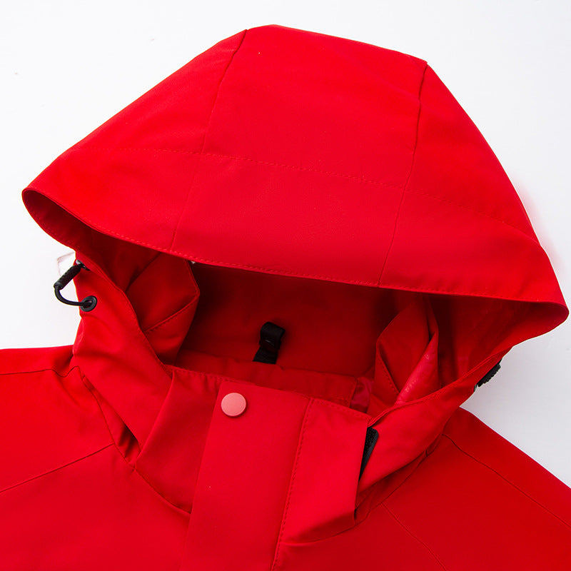 Men's Water-Repellent Softshell Outdoor Jacket with Hood, Multiple Zipper Pockets and Contrasting Panels Chichicherry