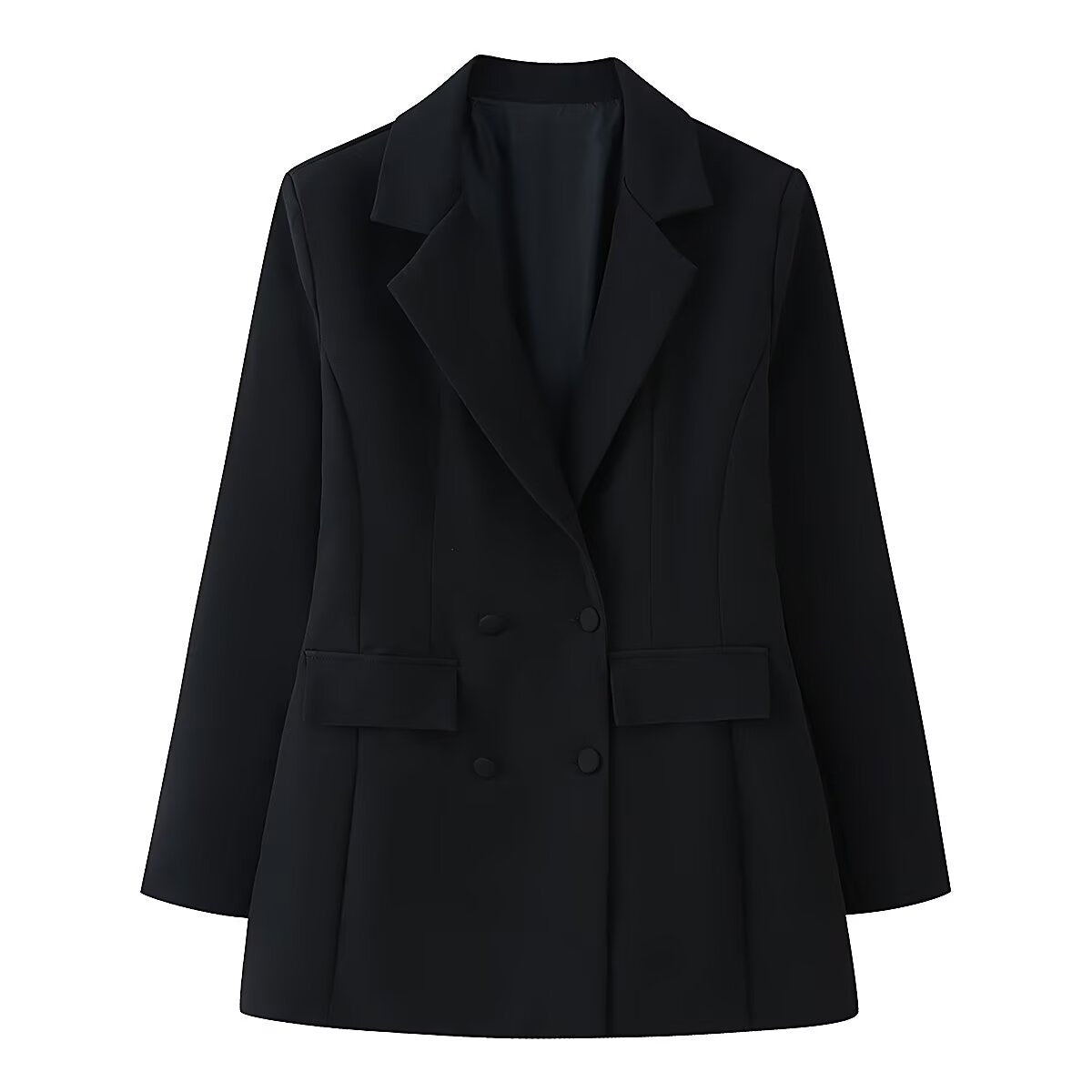 Women's tailored double-breasted blazer with patch pockets and Viennese seams Chichicherry