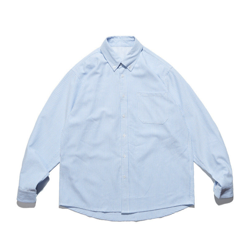 Unisex Oversize shirt with fine pinstripe, button-down collar and chest pocket Chichicherry