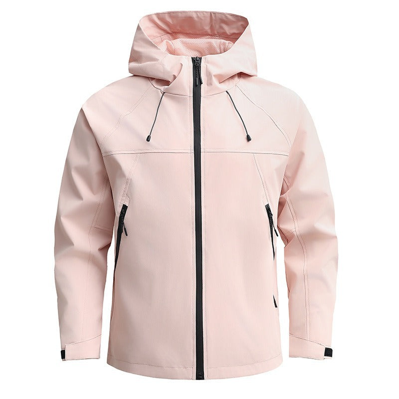 Men's Breathable Softshell Jacket with Two-Way Zipper, Adjustable Hood and Water-Repellent Surface Chichicherry