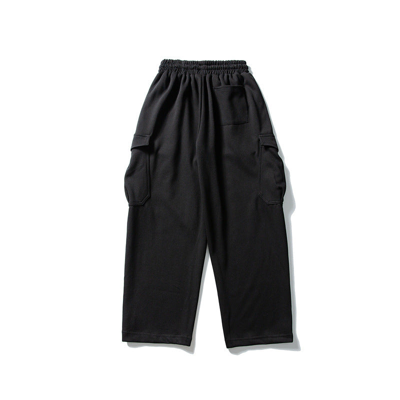 Men's Relaxed Fleece Cargo Pants with Elastic Drawstring and Utility Pockets Chichicherry
