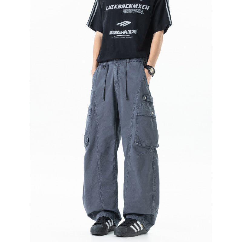 Men's Loose Cargo Pants in Baggy Cut with Utility Pockets and Drawstring Waist Chichicherry