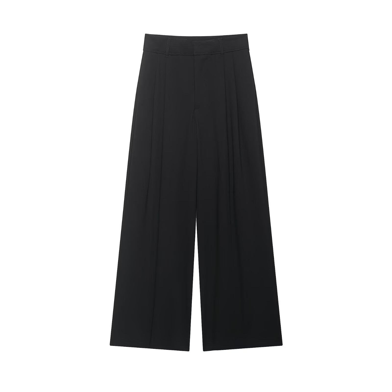 Women's high-waisted wide palazzo pants with pleats and elegant drape Chichicherry