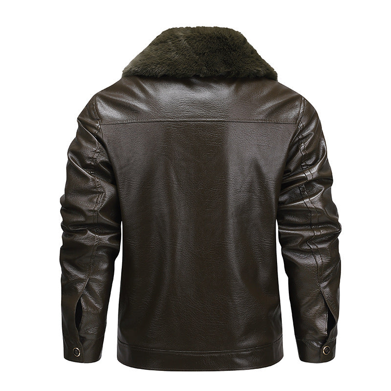 Men's faux leather pilot jacket with full teddy lining and distinctive fur collar Chichicherry