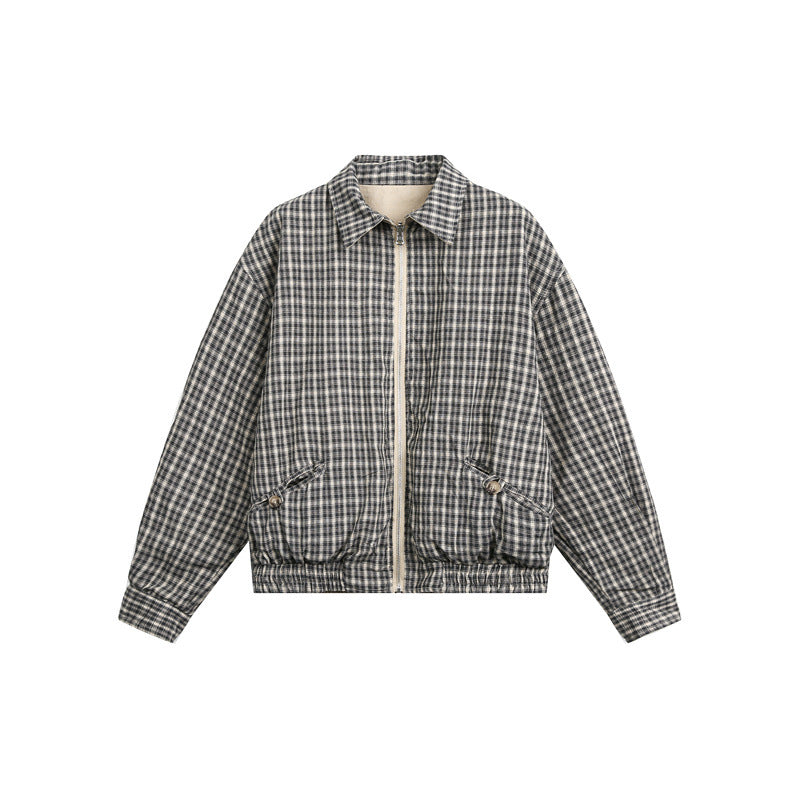Unisex short jacket in Harrington style with zipper and checkered lining Chichicherry