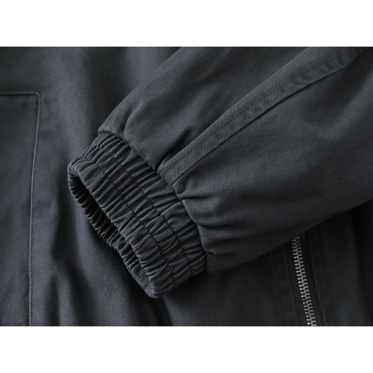 Unisex Boxy Blouson Jacket with Shirt Collar, Two-Way Zipper and Elastic Hem Chichicherry