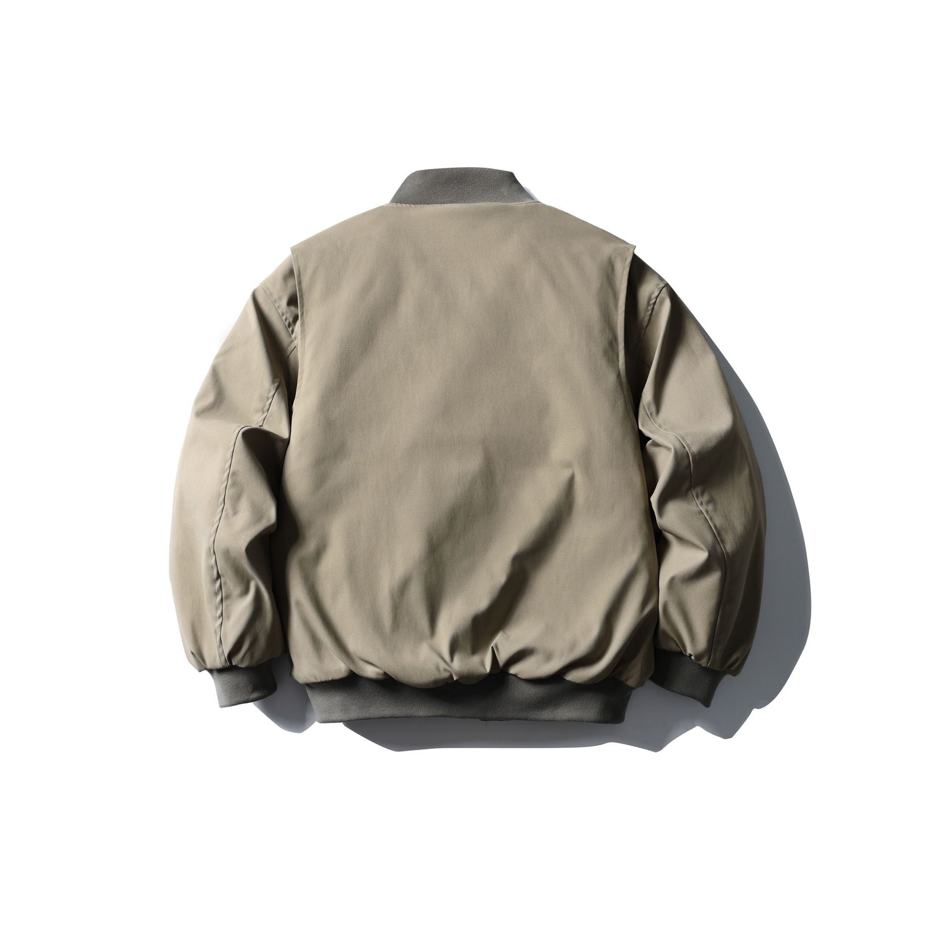Unisex Short Boxy Quilted Bomber Jacket in Utility Look with Ribbed Collar Chichicherry