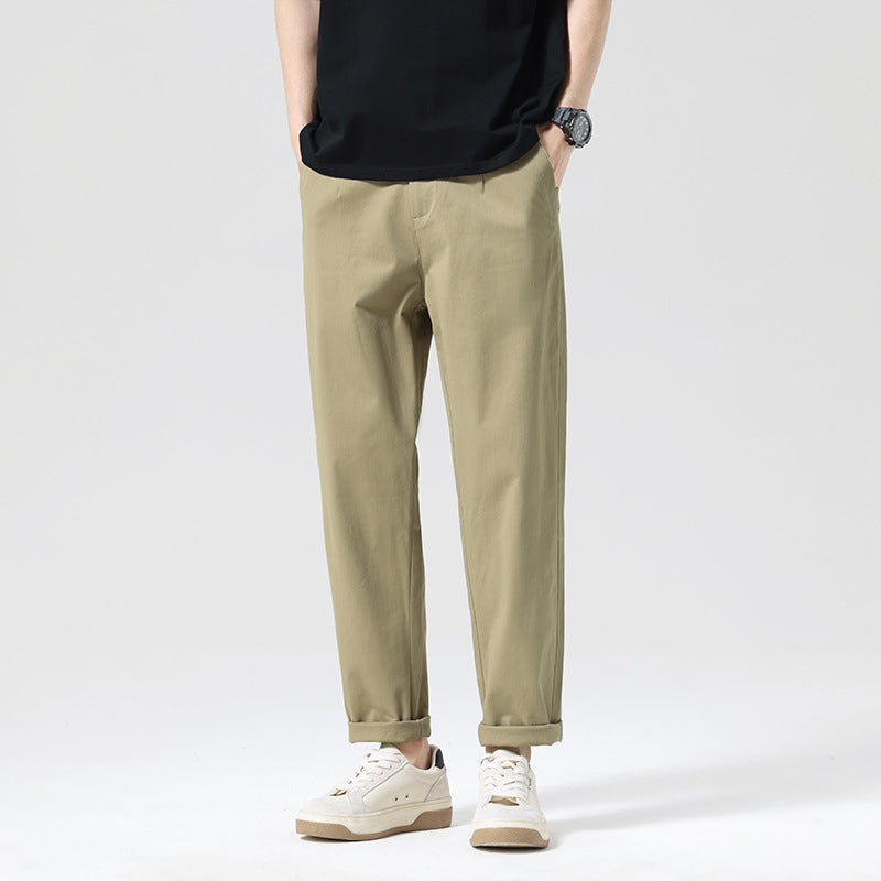 Men's Modern Relaxed-Fit Casual Chino with Lightweight Stretch and Turned-Up Hem Chichicherry