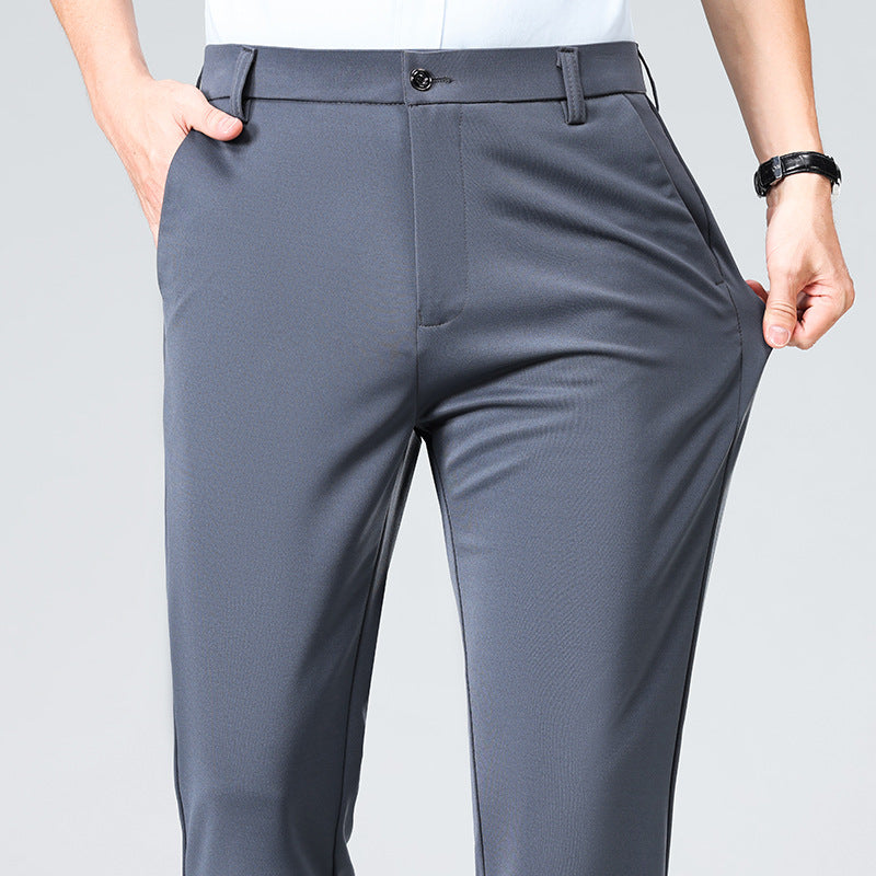 Men's Elegant Straight-Cut Stretch Business Trousers with Crease Chichicherry