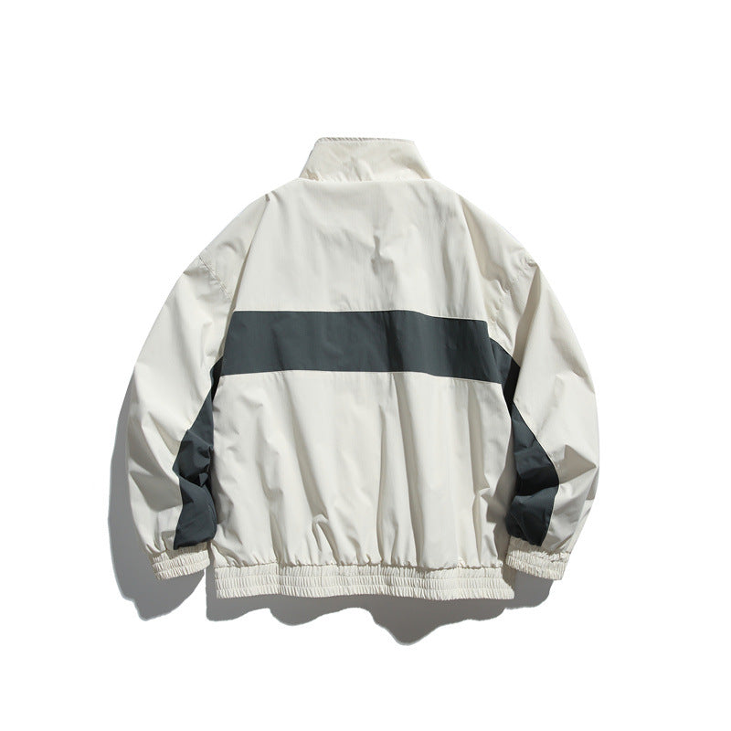 Men's sporty retro training jacket with striped detail and stand-up collar Chichicherry