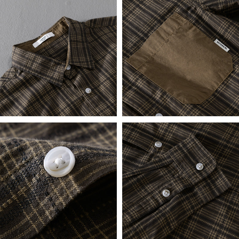Men's Checked Overshirt in Relaxed Fit with Contrasting Chest Pocket Chichicherry