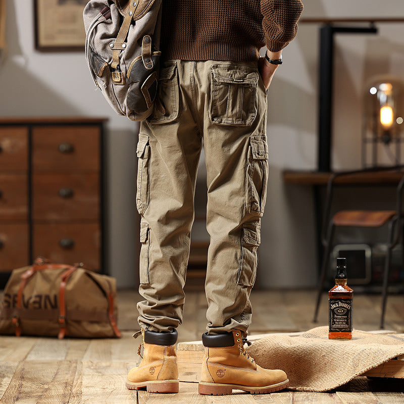 Men's Robust Cargo Pants made of Cotton Twill with Multiple Pockets Chichicherry
