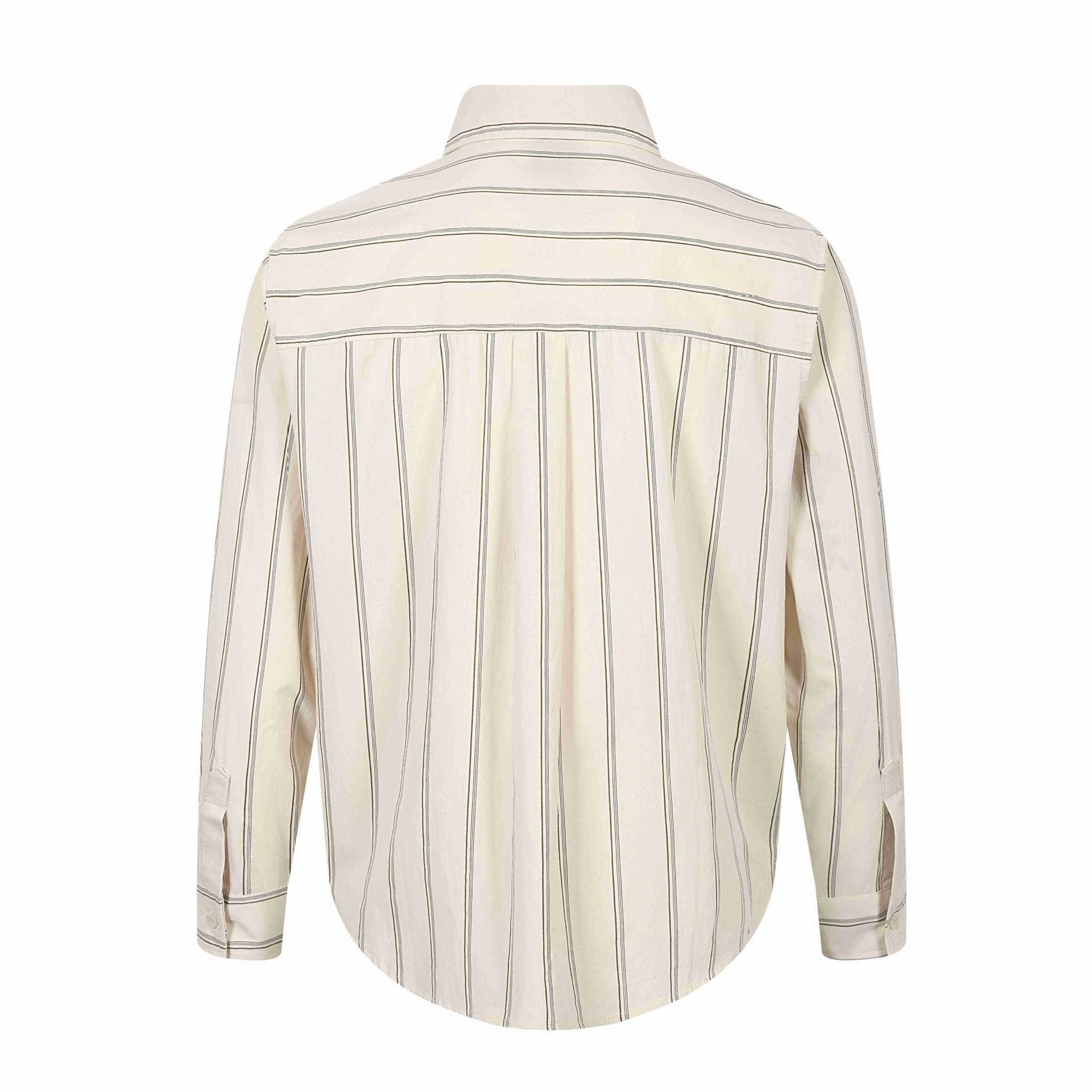 Men's Long Sleeved Striped Shirt in Relaxed Fit with Logo Print and Kent Collar Chichicherry