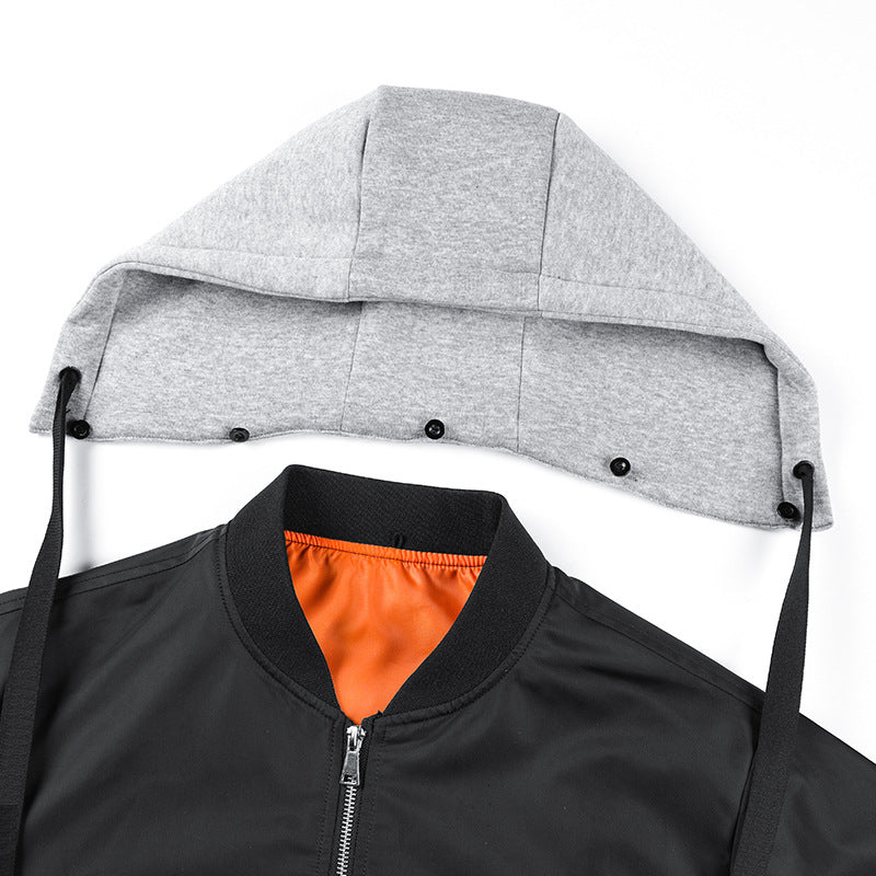 Men's Urban Bomber Jacket with integrated hood layer, contrasted thermal lining, and arm pocket Chichicherry