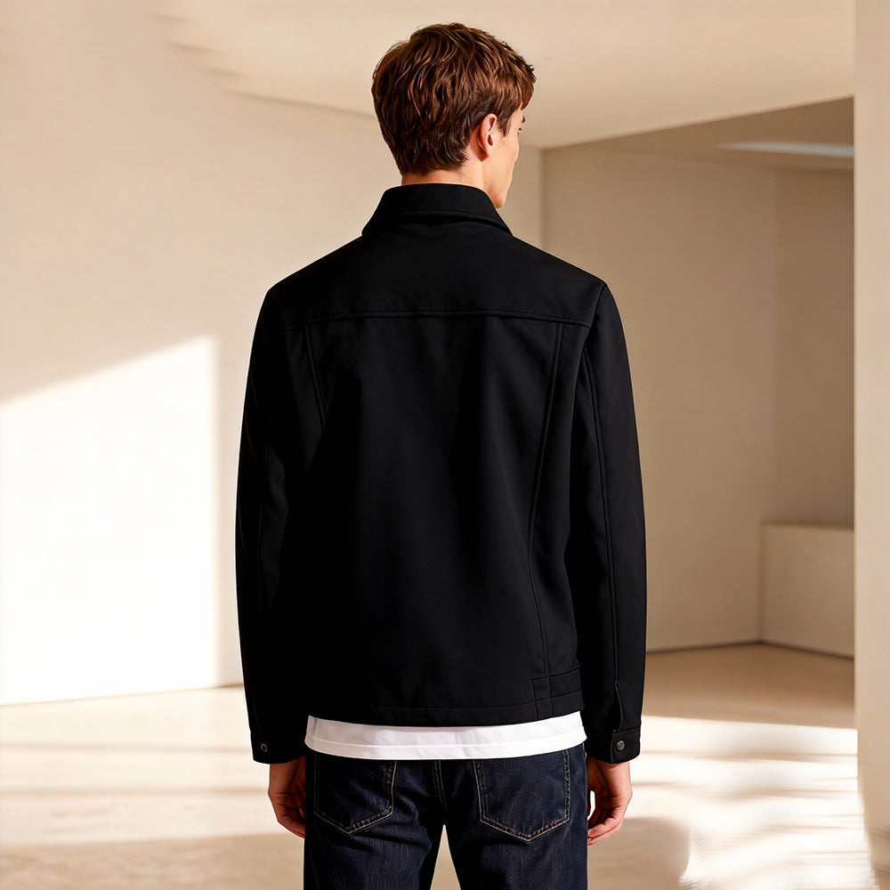 Men's short jacket made of suede imitation with shirt collar and patch pockets Chichicherry