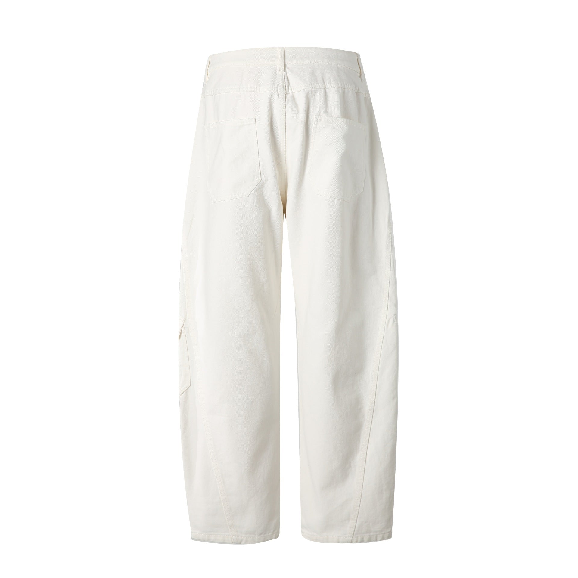 Women's High-Waist Cargo Pants made of sturdy denim with large flapped pockets