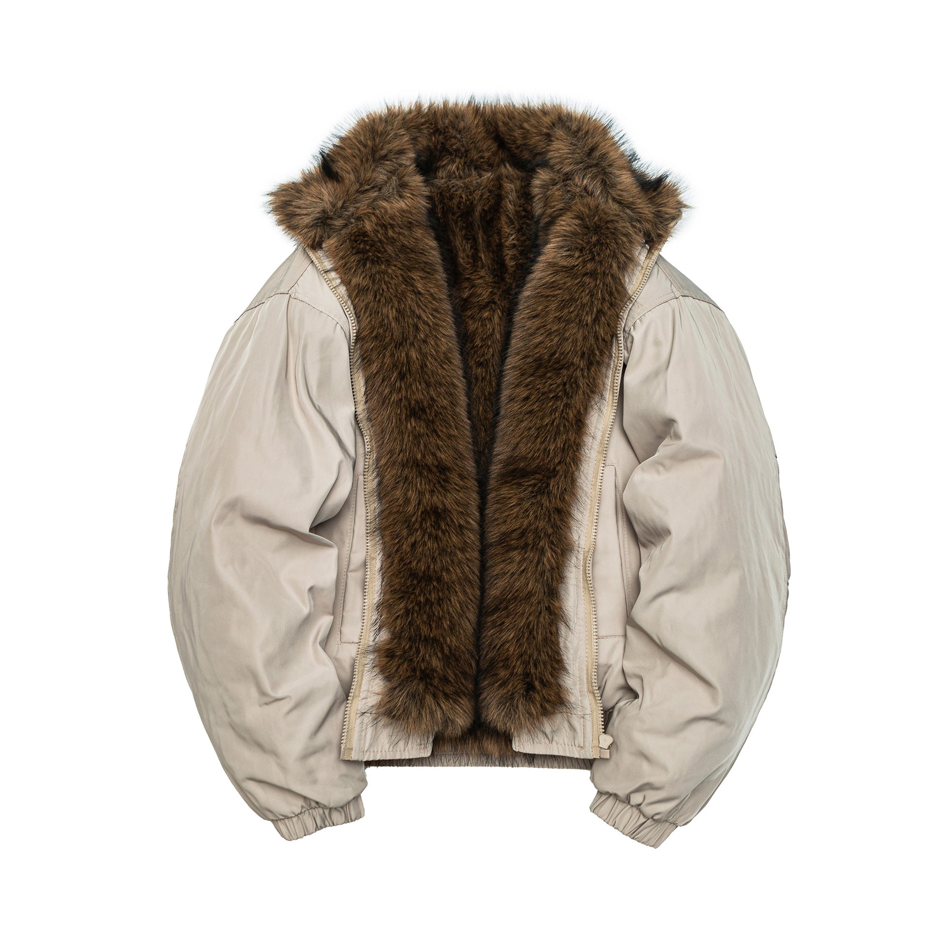 Women's oversized padded bomber jacket with elastic hem and faux fur trim Chichicherry