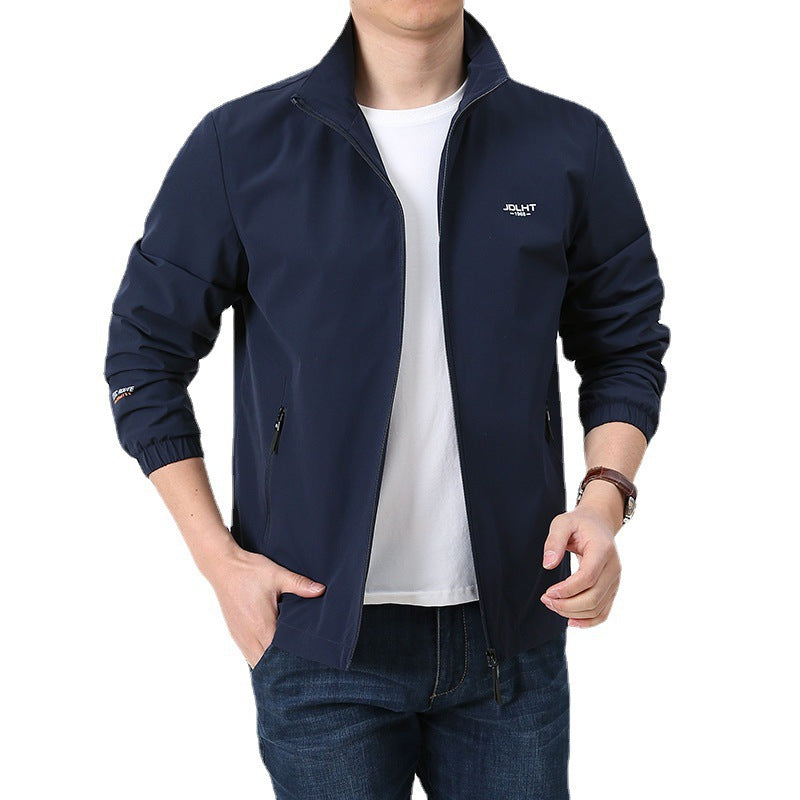 Men's lightweight zip transition jacket with high stand-up collar and zippered pockets Chichicherry
