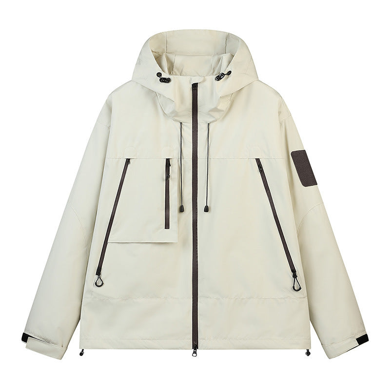 Men's Technical Hooded Outdoor Jacket with Water-Repellent Zippers and Utility Pockets Chichicherry
