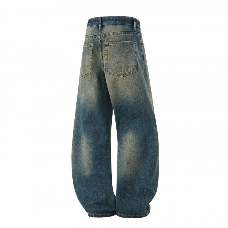 Women's Loose High-Waist Baggy Jeans with Used Wash and Distressed Details Chichicherry