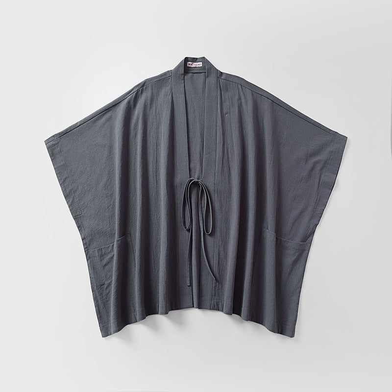 Women Oversize Kimono Cardigan with Tie Belt and Side Pockets Chichicherry