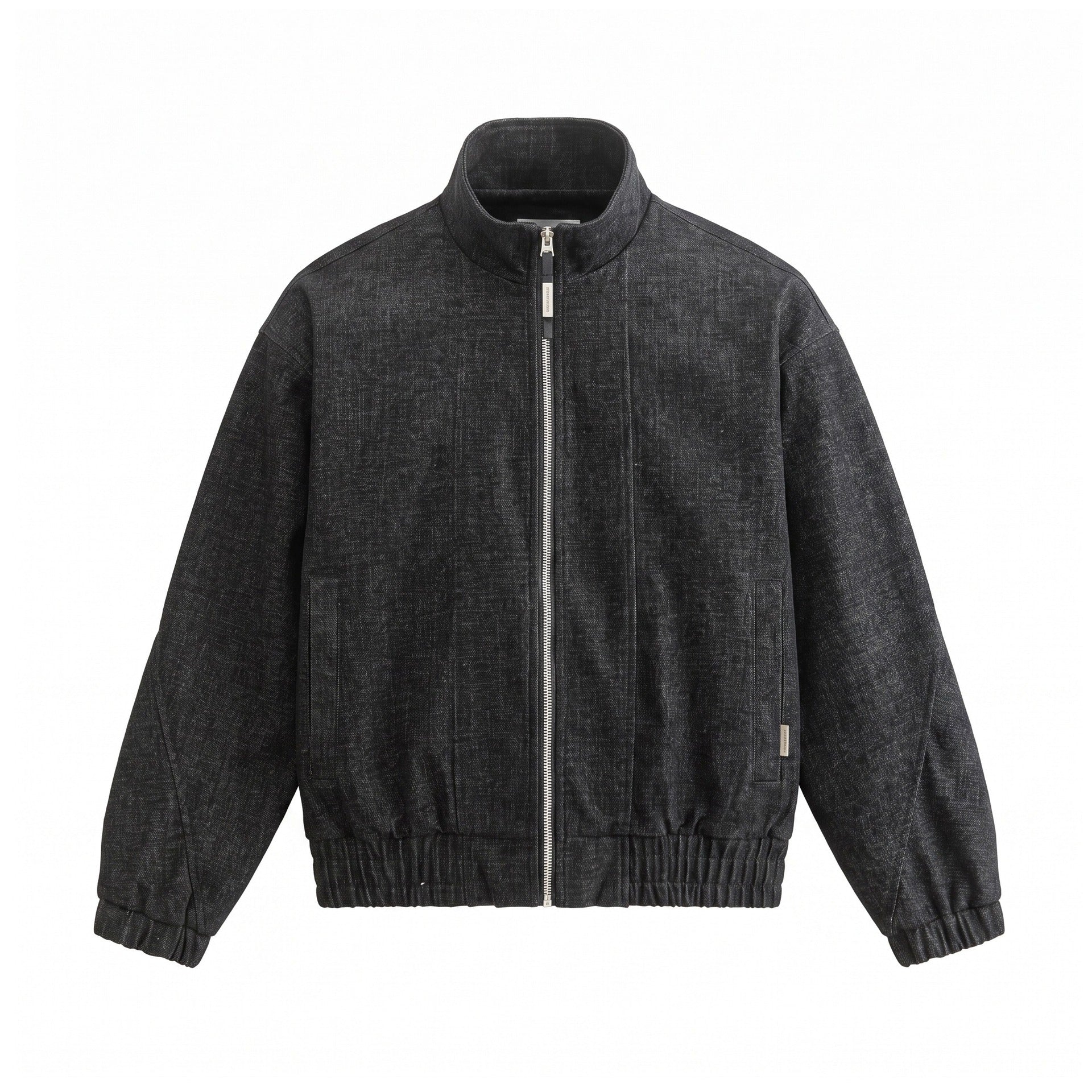Unisex Boxy Bomber Jacket made of structured denim look with high standing collar Chichicherry