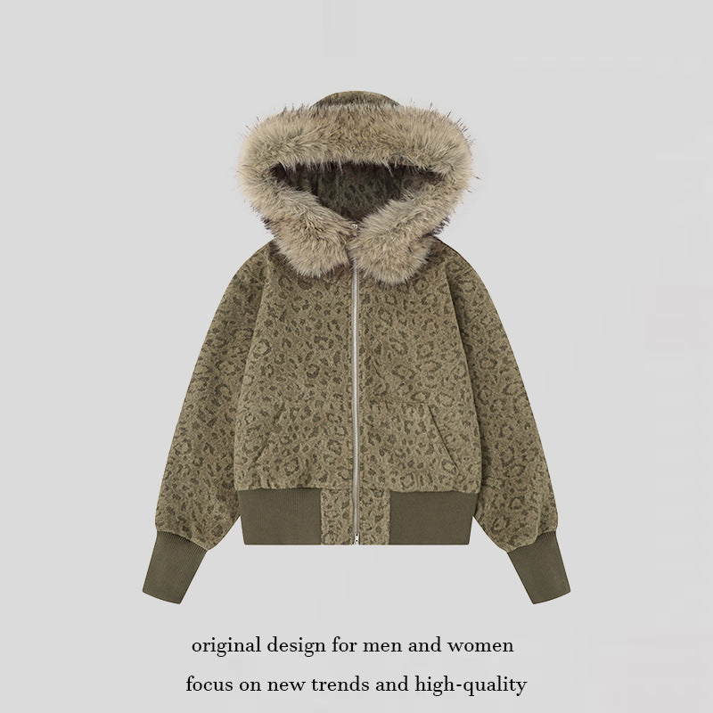 Women's Teddy Fleece Bomber Jacket with Hood and Faux Fur Trim Chichicherry