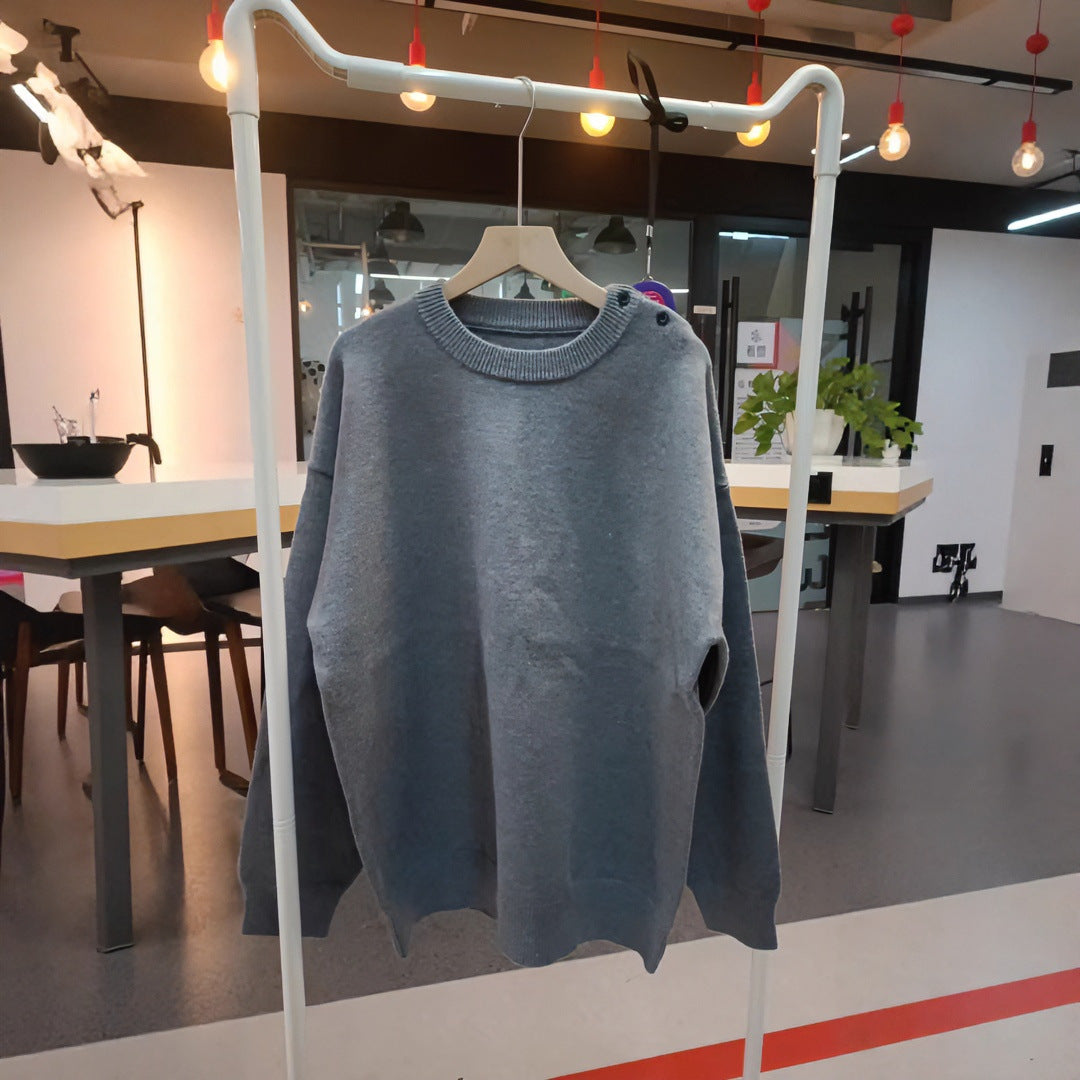 Unisex Oversized Strickpullover mit Destroy-Details und Rundhalsausschnitt Chichicherry