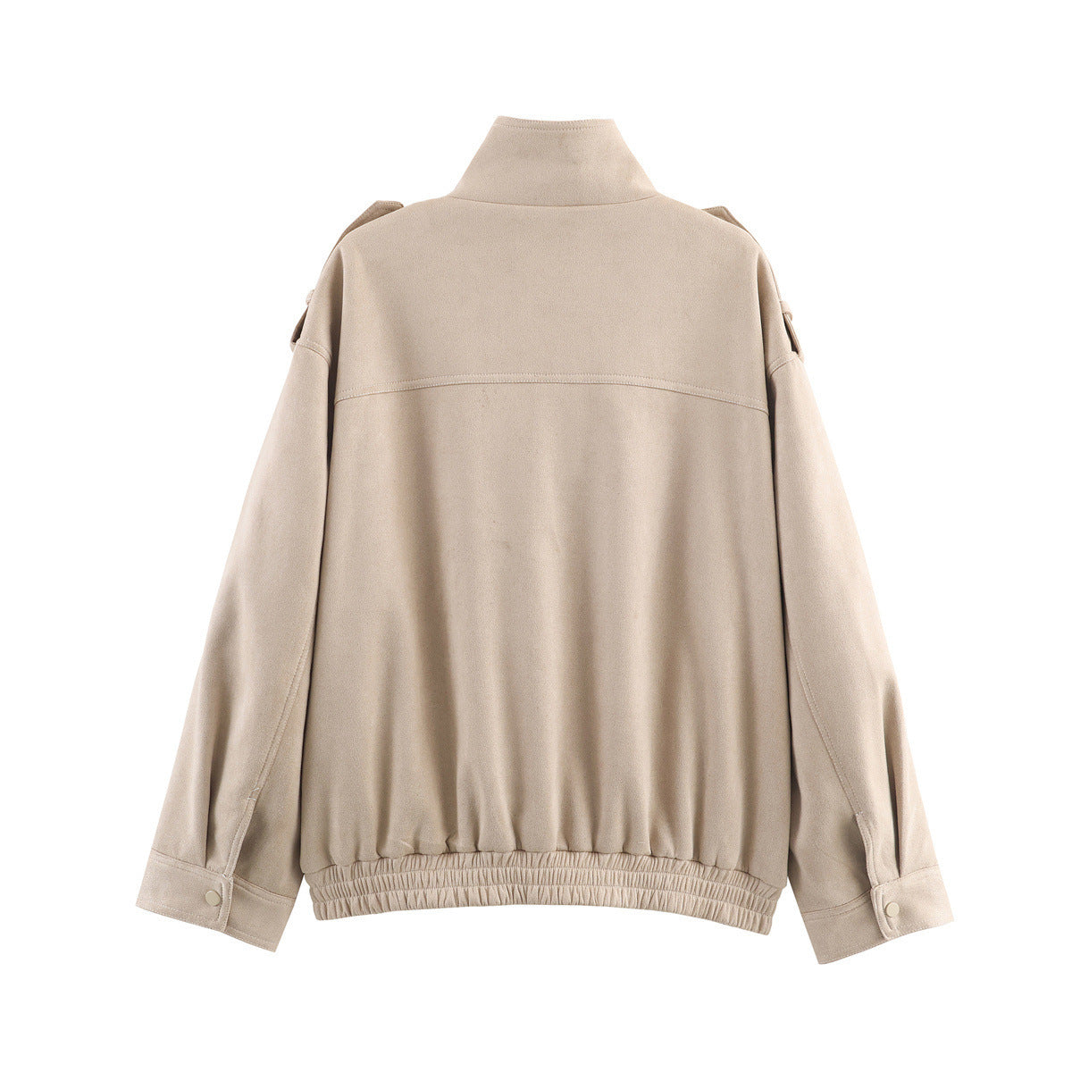 Women's utility field jacket with stand-up collar, epaulettes, and elastic hem Chichicherry