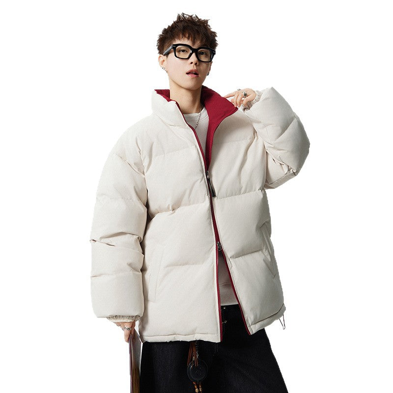 Men's Short Cut Oversized Quilted Jacket with High Collar Chichicherry