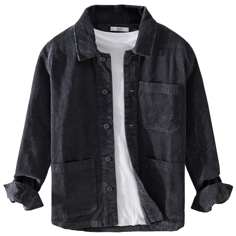 Men's corduroy overshirt jacket with patch pockets and casual fit Chichicherry