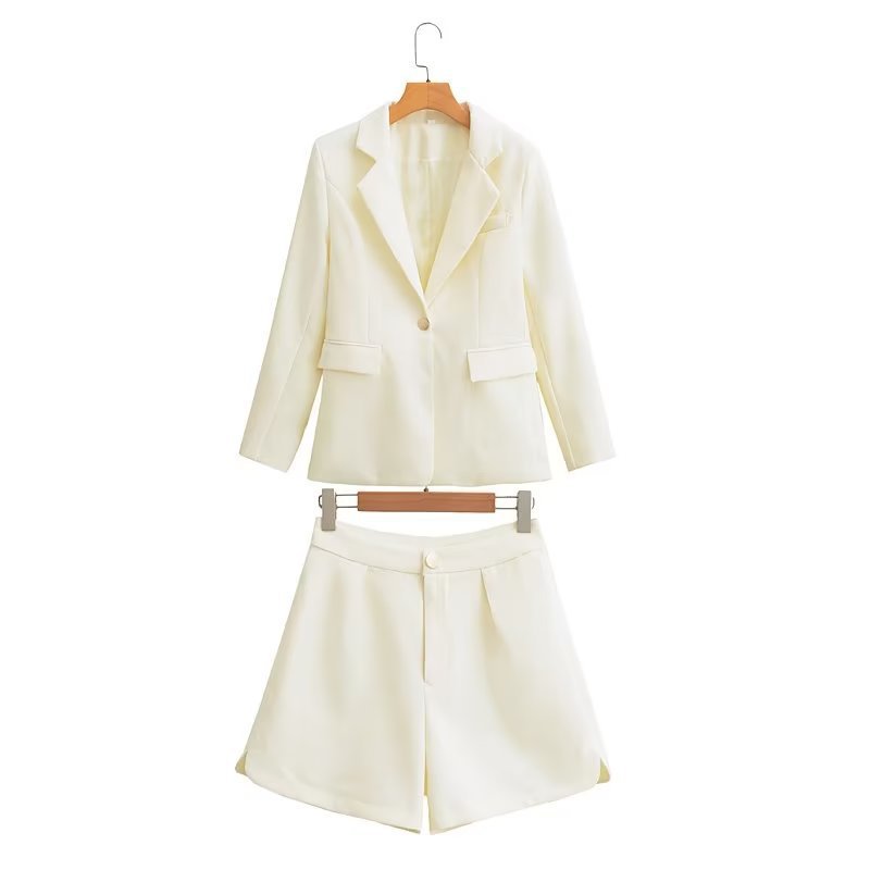 Women's Tailored Blazer and Shorts Set with Corset Crop Top Chichicherry