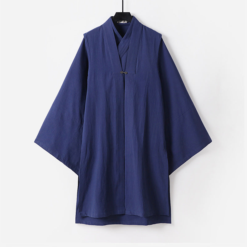 Unisex Asian inspired oversized kimono jacket with trumpet sleeves and small toggle closure Chichicherry