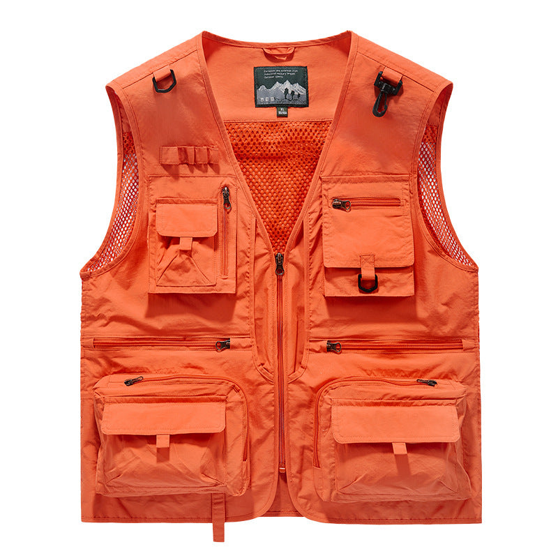 Men's Multi-Pocket Functional Vest for Fishing & Outdoor with Mesh Back Chichicherry