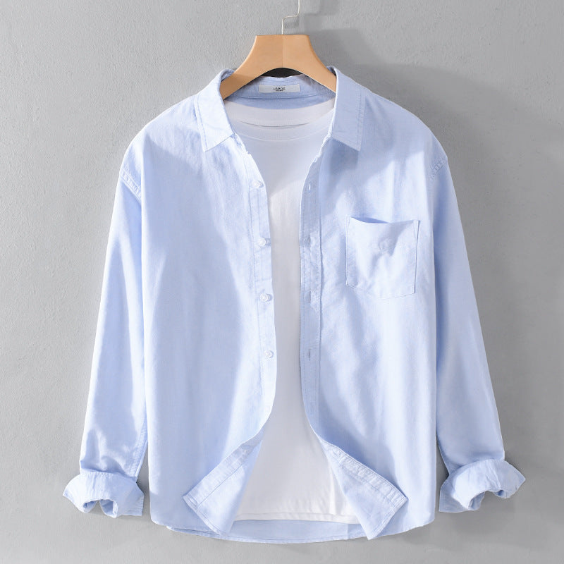 Men's Casual Cotton Layering Overshirt with Kent Collar, Chest Pocket, and Soft Twill Finish Chichicherry
