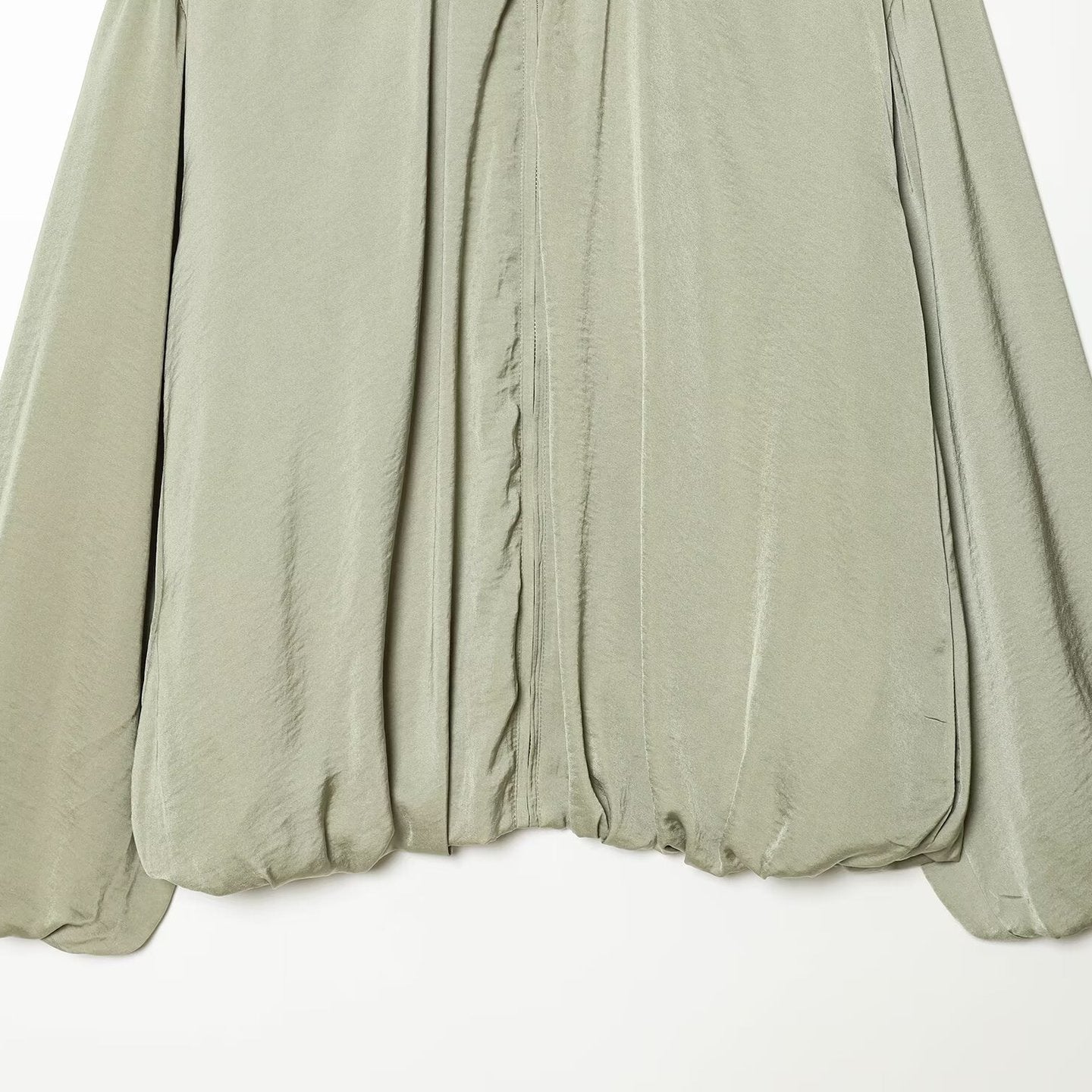 Women's Lightweight Cropped Blouson Jacket with Round Neck, Balloon Sleeves, and Drawstring Hem Chichicherry