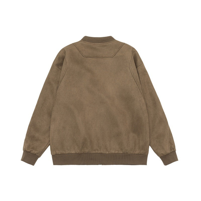 Unisex short jacket in vintage suede look with chest flaps, zip pockets and ribbed cuffs Chichicherry