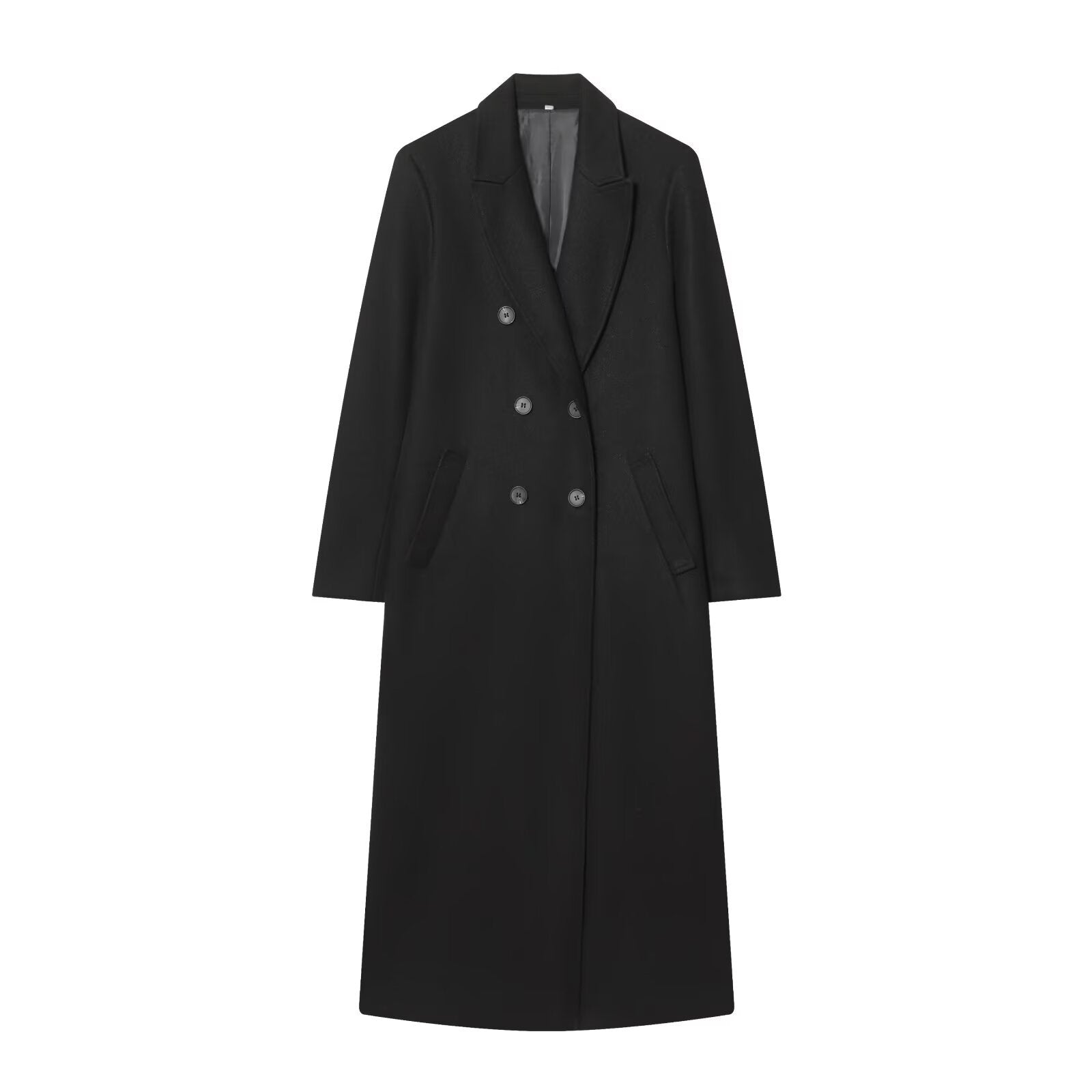 Women's Long Double-Breasted Coat with Slim Tailoring and Shawl Collar Chichicherry