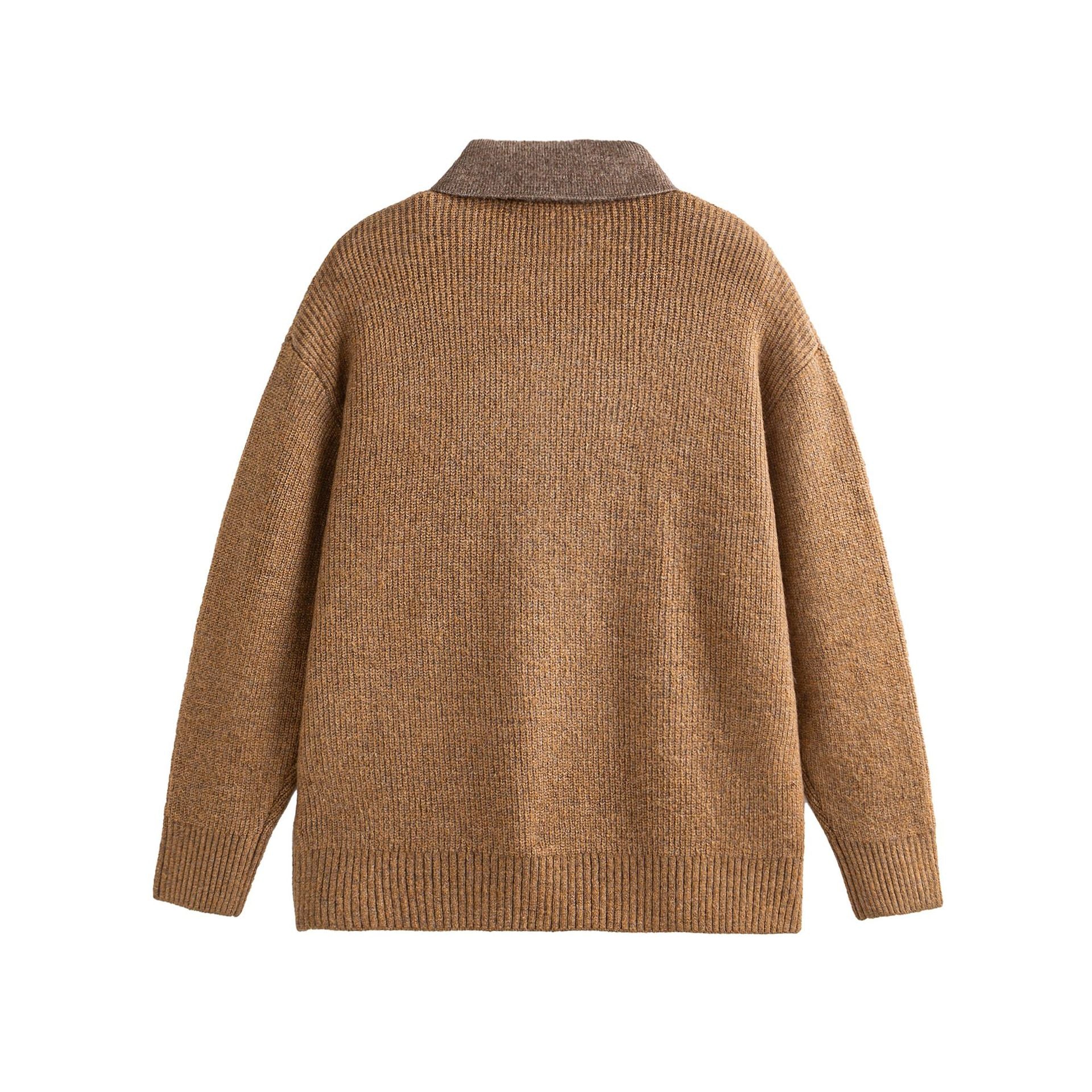 Women's knit polo shirt with speckle pattern, ribbed texture and button placket Chichicherry